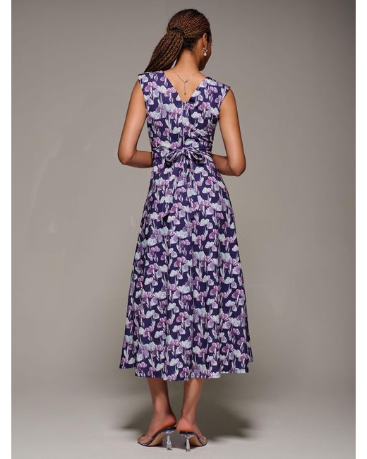 Jolie Moi Purple V-Neck Fit & Flare Scuba Midaxi Dress