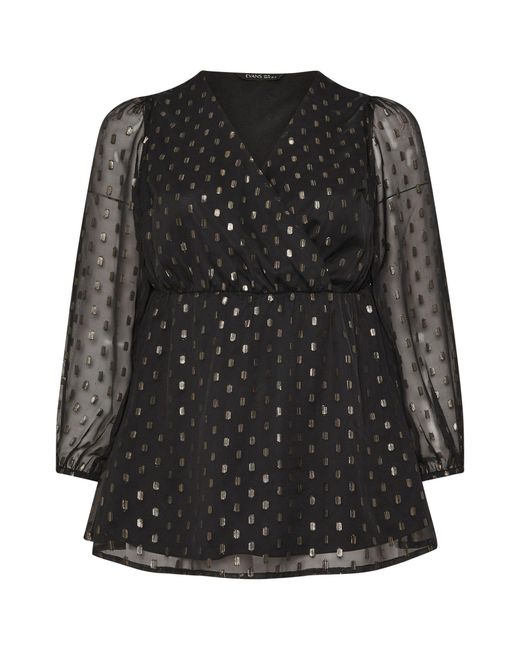 Evans Black Foil Frill Wrap Top
