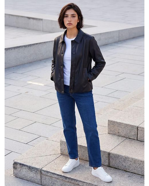 Roman Blue Petite Pu Button Jacket