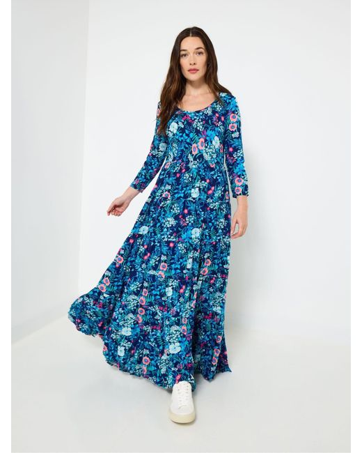 Joe Browns Blue Crinkle Cotton Maxi Dress