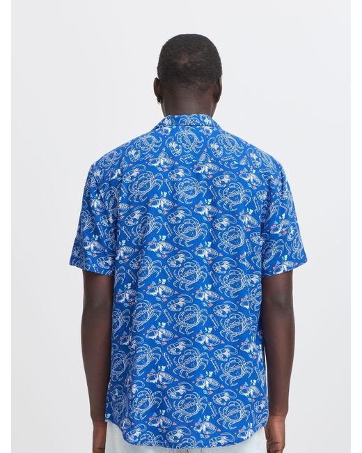 Blend Blue Crab Print Resort Short Sleeve Shirt for men