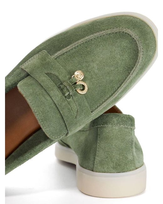 Dune Green Standard Fit Grinning Unlined Suede Loafers