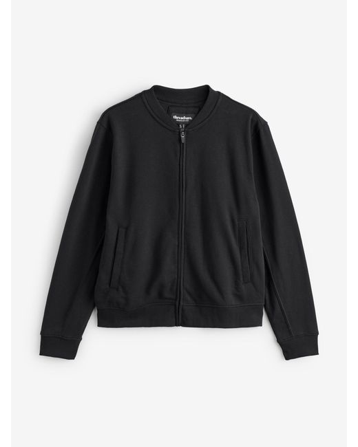 Threadbare Black Zip Through Sweat Bomber Jacket for men