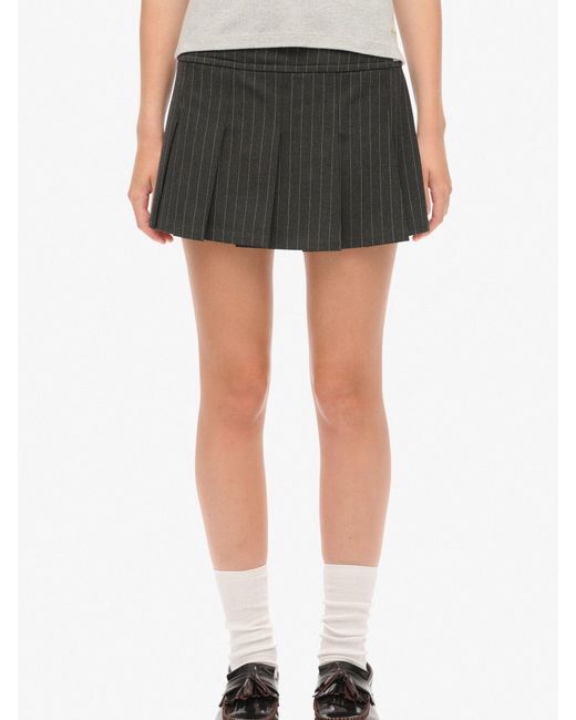 Superdry Black Pinstripe Pleat Mini Skirt