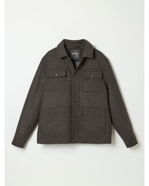 FatFace Gray Fatface Charcoal Check Shacket for men