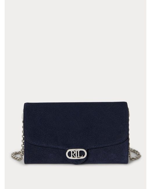 Ralph Lauren Blue Adair Leather Chain Cross-Body Clutch Bag