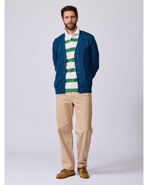 aubi Blue Rainham Checked Cardigan for men