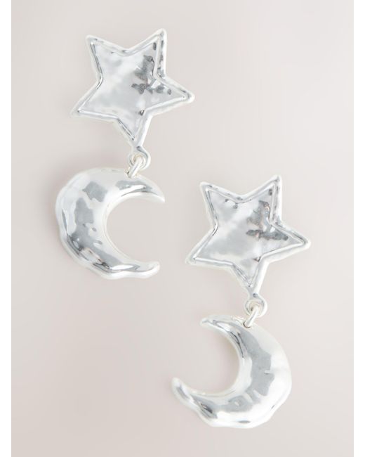 Next Brown Hammered Detail Star Drop Earrings