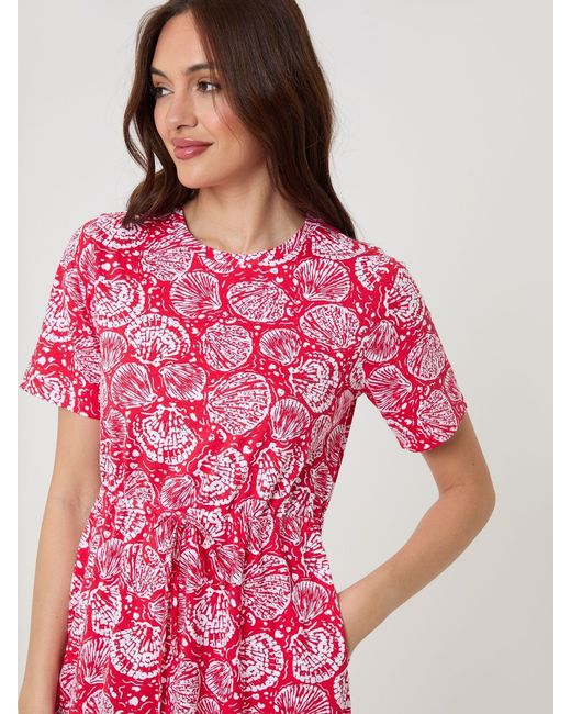 Threadbare Drawstring Waist Side Split Cotton Jersey Midi Dress in Pink |  Lyst
