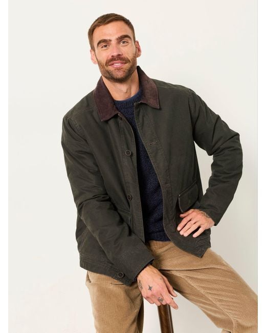 FatFace Green Fatface Khaki Canvas Barn Jacket for men