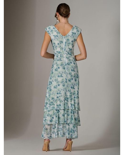 Jolie Moi Green Sleeveless Ruffle Midi Dress