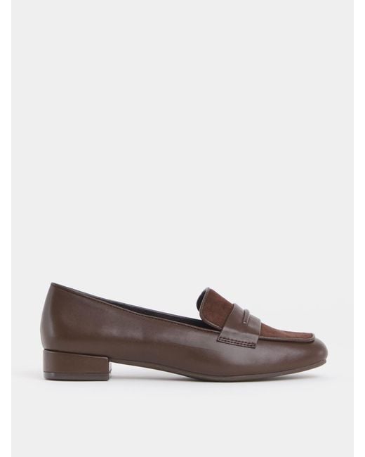 JD Williams Brown Wide Fit Block Heel Loafers