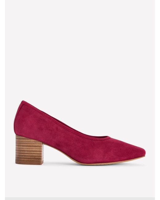 Boden Red Suede Block Heel Courts