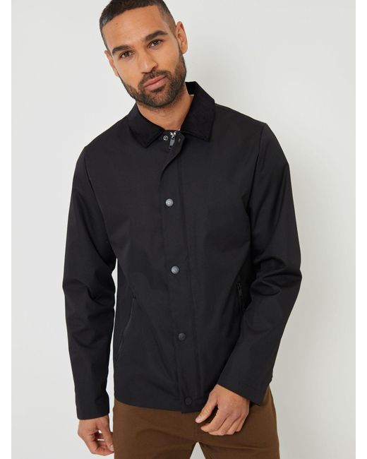 Threadbare Black Showerproof Corduroy Collar Jacket for men