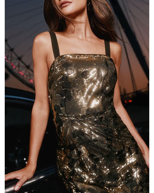 lipsy black and gold sequin dress Classic backless flip sequin dress main image 0