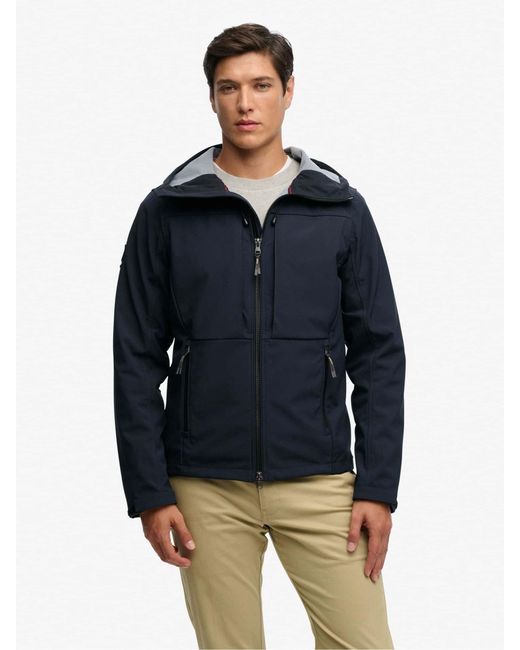 Superdry Blue Hooded Softshell Jacket for men