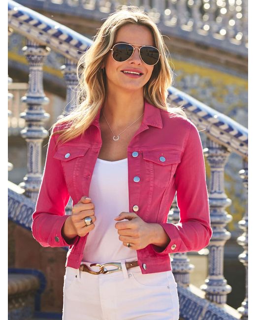 Sosandar Pink Bright Denim Jacket