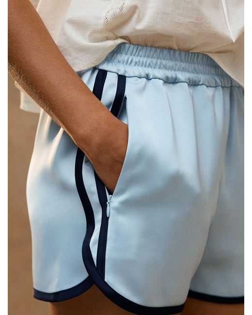 Next Blue Satin Runner Shorts