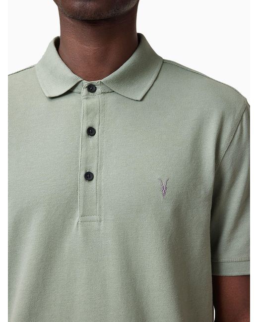 AllSaints Green Allsaints Reform Short Sleeve Polo Shirt for men