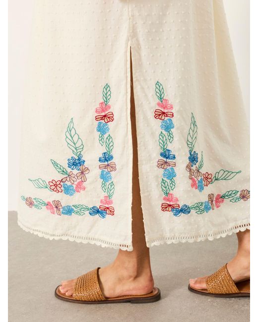 FatFace Natural Fatface Lea Regular Embroidered Midi Dress
