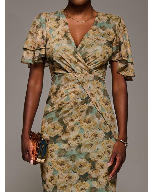 Jolie Moi Green Angel Sleeve Mesh Bodycon Dress