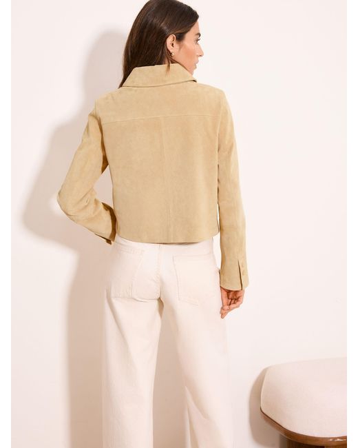 Lipsy Natural Double Popper Real Suede Collared Jacket