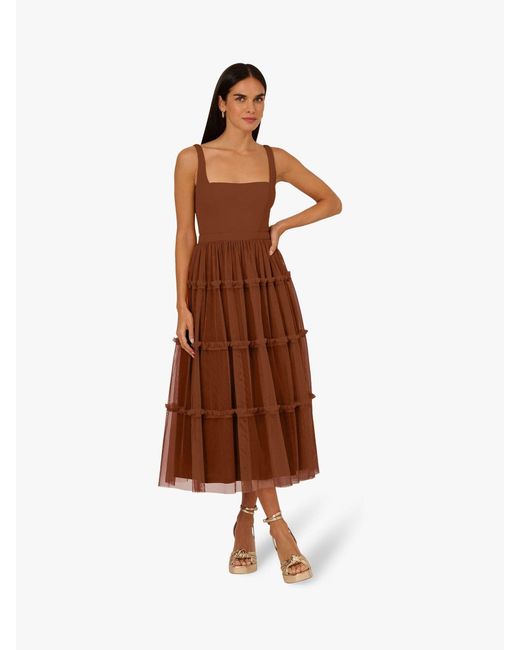 Adrianna Papell Women's Brown Adrianna By Adrianna By Knit And Mesh Dress Adrianna Papell Women's Brown Adrianna By Adrianna By Knit And Mesh Dress