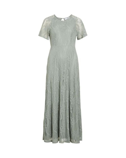 Vila Gray Kurzärmliges Spitzen-Maxikleid