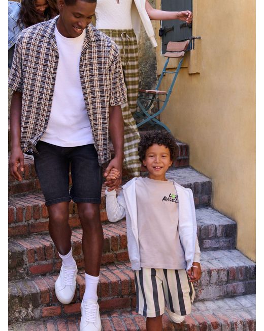 Next Gray Textured Check Short Sleeve 100% Cotton Shirt for men