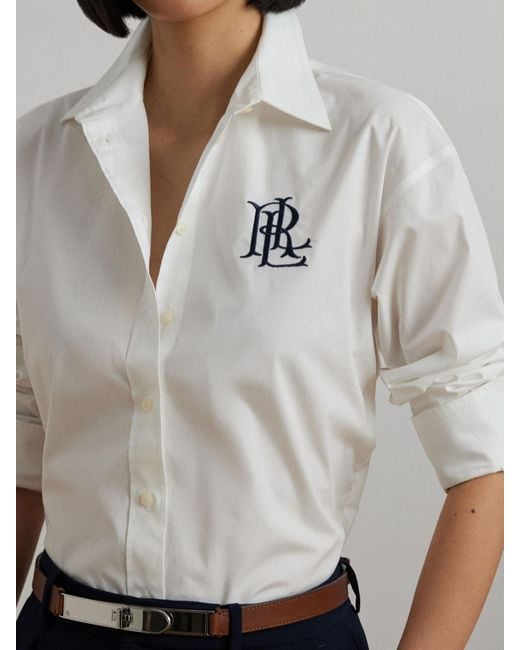 Ralph Lauren White Kotta Relaxed Fit Striped Stretch Cotton Shirt