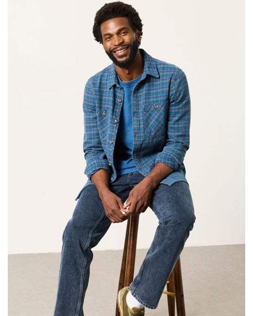 FatFace Blue Long Sleeve Rye Check Shirt for men