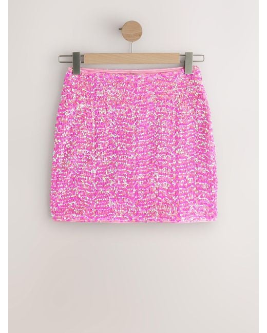 Next Pink Sequin Mini Skirt