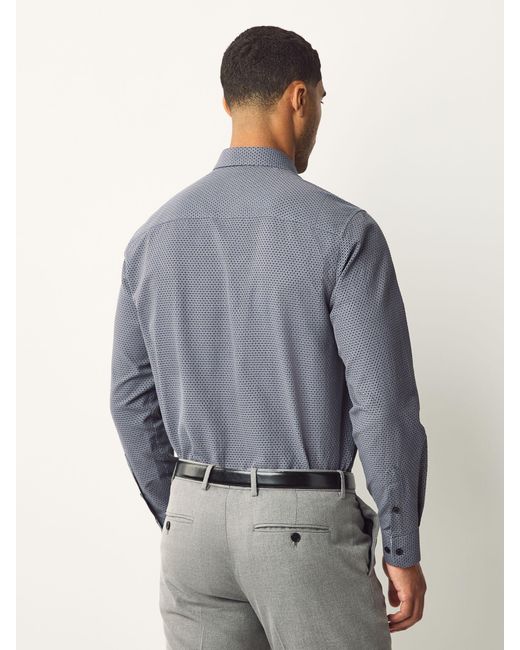 Next Blue Cotton Rich Trimmed Textured Shirt for men