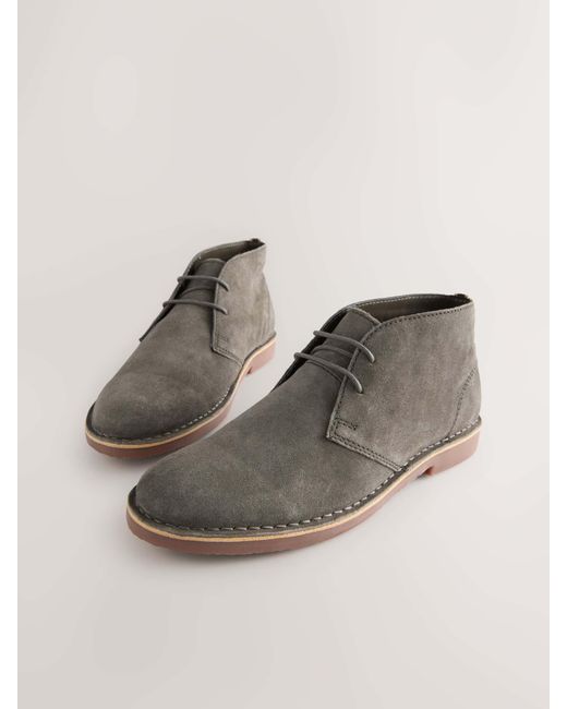 Next Gray Suede Desert Boots for men