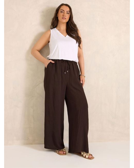 Evans Brown Pull On Crepe Trousers