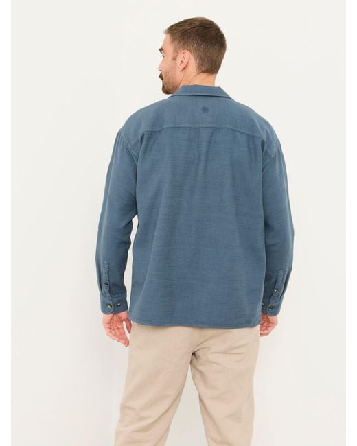 FatFace Blue Fatface Salcombe Relaxed Fit Long Sleeve Garment Dye Shirt for men