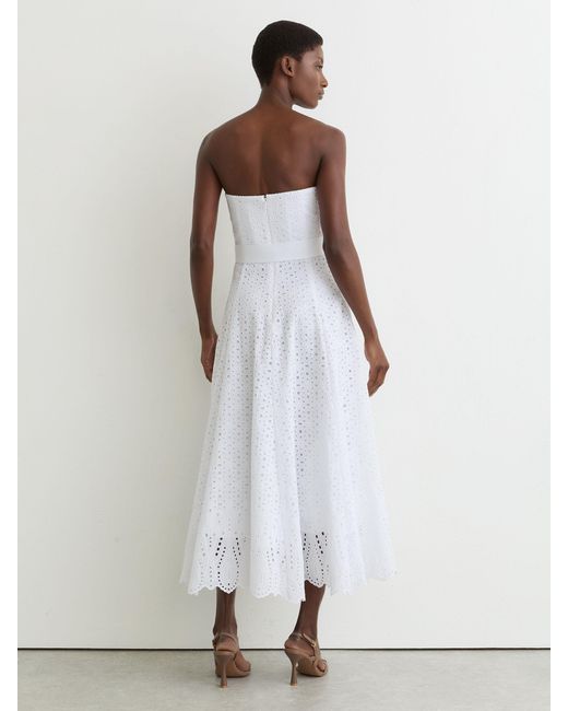 Reiss Women's White Lace Strapless Bustier Midi Dress -  radharamanexports.com