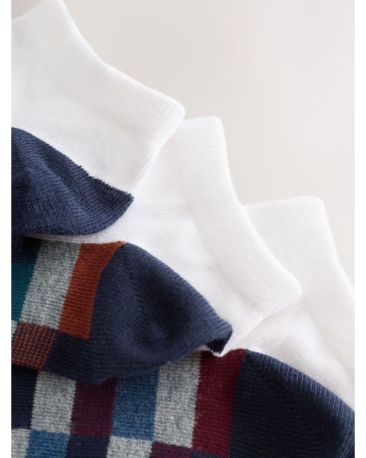 Next Blue Pattern Trainers Socks 5 Pack for men