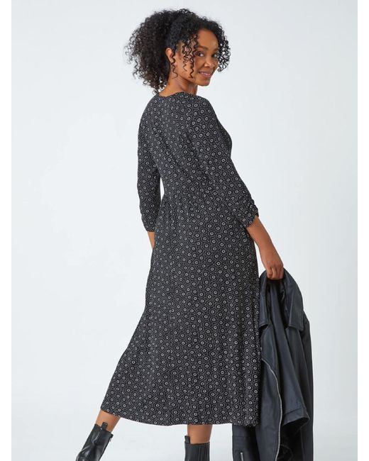 Roman White Petite Spot Pocket Stretch Midi Dress