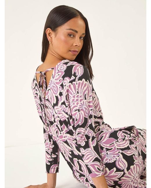 Roman Pink Petite V-Neck Swing Dress