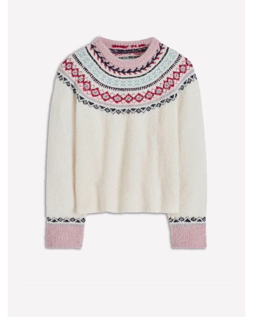 Boden White Bouclé Raglan Jumper