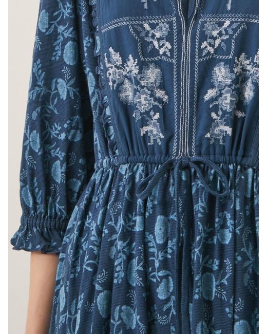 Monsoon Blue Sofia Floral Print Jersey Midi Dress