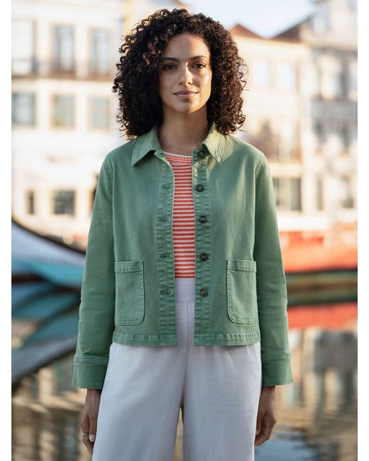 Yumi' Green Canvas Jacket With Patch Pockets