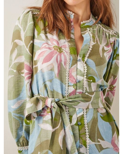 Monsoon White Piper Floral Print Midi Dress