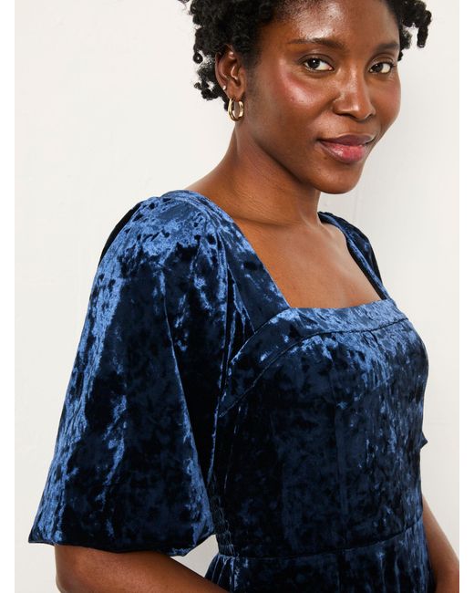 FatFace Blue Fatface Isla Velvet Midi Dress