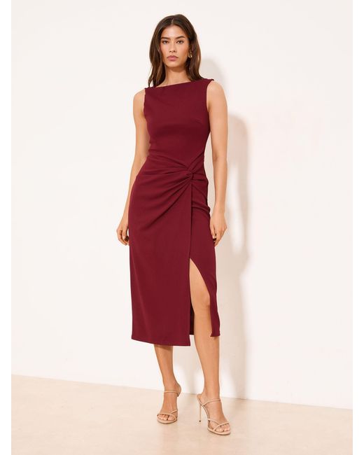 lipsy red bodycon dress Side Knot Detail Twist Shoulder Midi in Size:8 US Men (7 UK/AU)