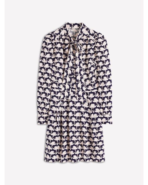 Boden White Tie Neck Short Dress