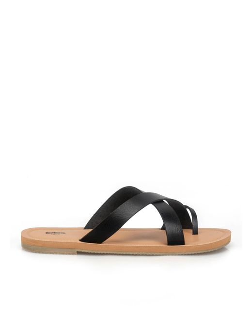 Totes Black Strappy Toe Post Sandals