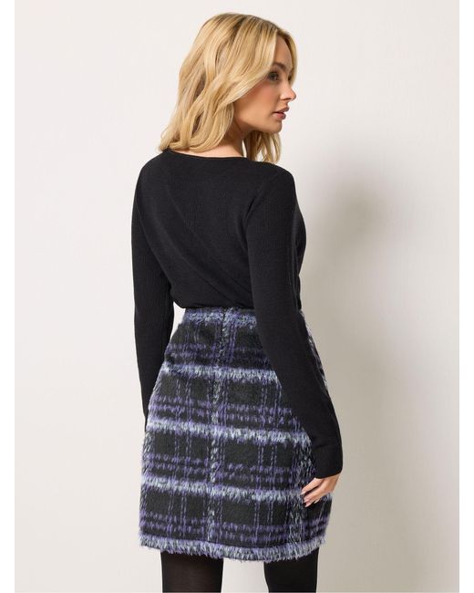 M Com Blue Check Mini Skirt