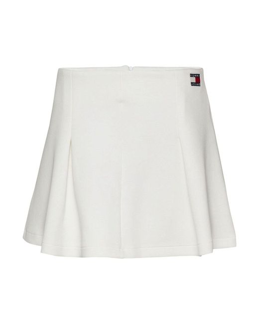 Tommy Hilfiger Women's White Pique Badge Fit & Flare Skirt